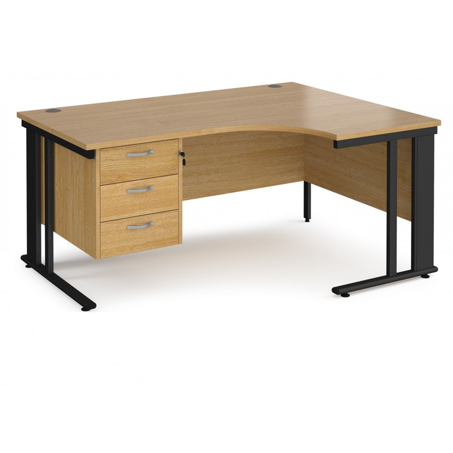 Maestro Cantilever Ergonomic Corner Desk with Fixed Pedestal